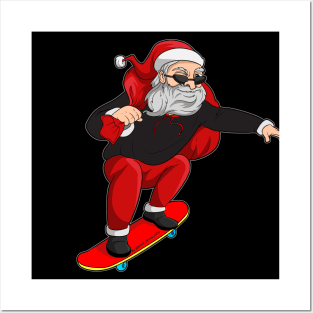 Urban Santa Skateboarding Christmas Posters and Art